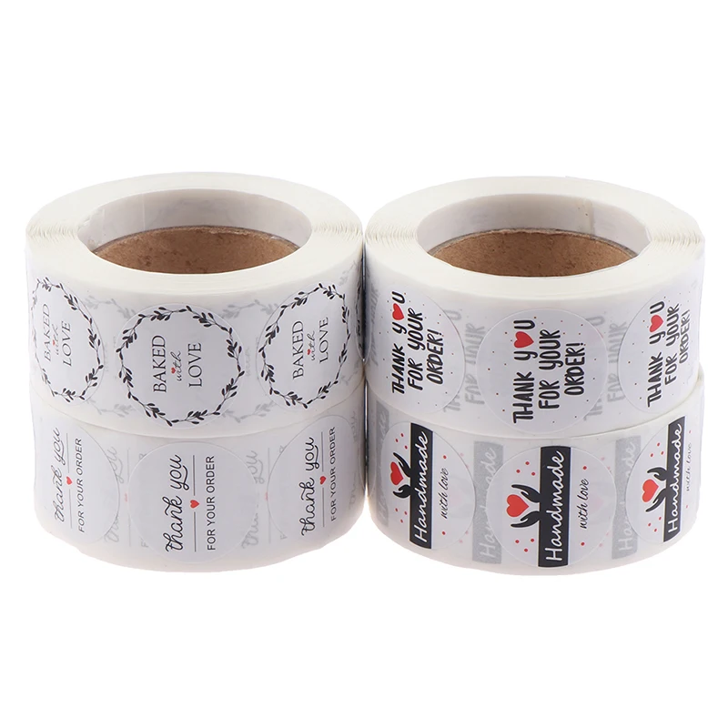 Round Thank You For Sticker Heart Thanks Shopping Stationery Handmade White Labels | Дом и сад