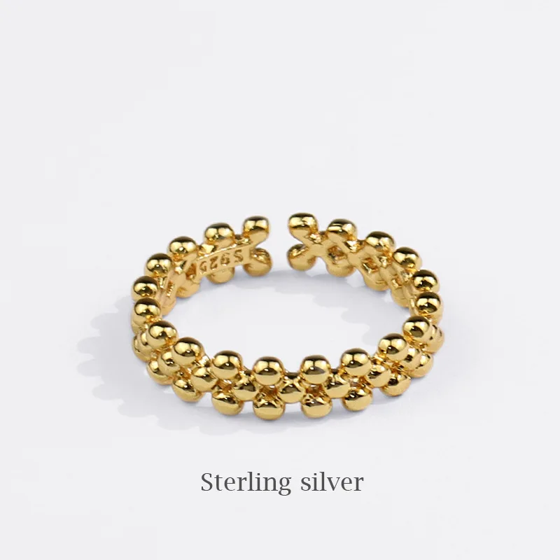 Korean Rings for Women Cute Dot 925 Sterling Silver Rings Fake Multilayer Beads Gold Rings Party Birthday Engagement Jewelry