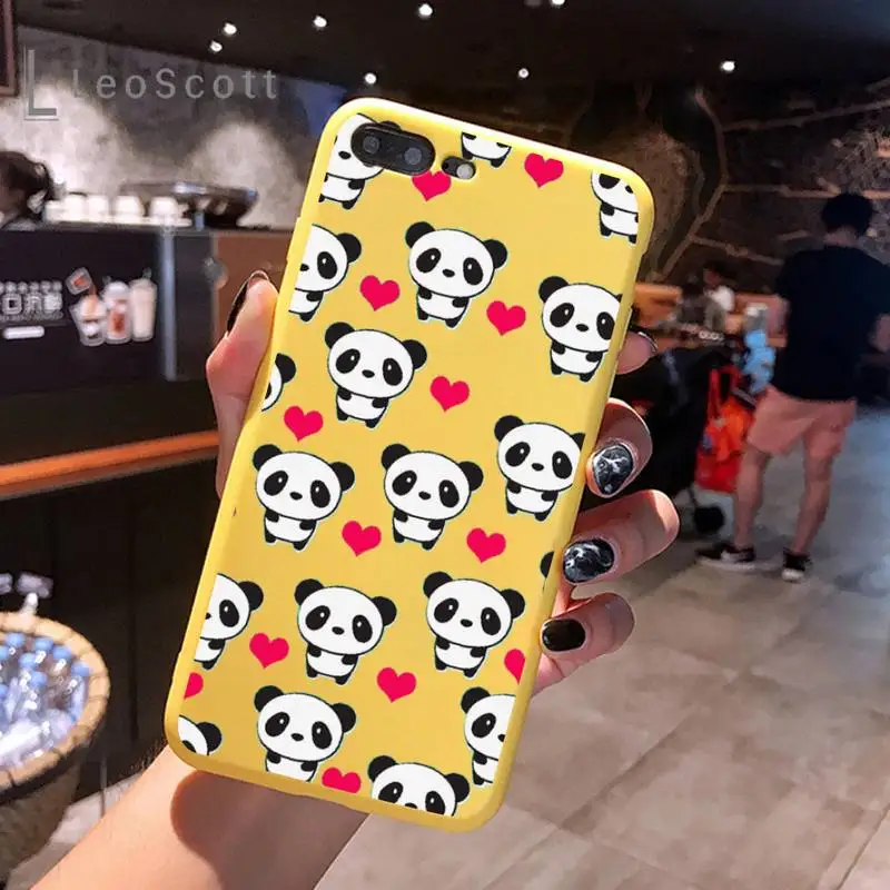 

panda cartoon cute Phone Case Candy Color for iPhone 11 12 mini pro XS MAX 8 7 6 6S Plus X 5S SE 2020 XR
