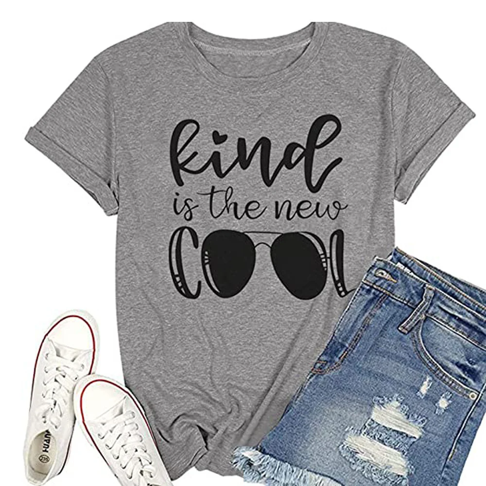 

Be kind T-Shirt Funny letter print women's T-shirt crew neck T-shirt jyx373