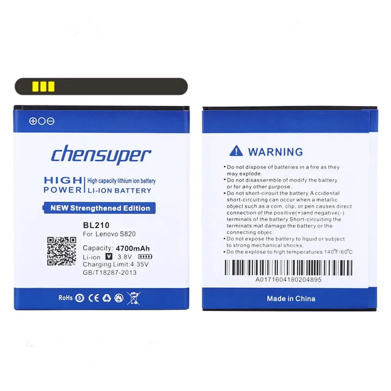 100% Оригинальные аккумуляторы chensuper 4700 мАч BL210 Аккумулятор для Lenovo S820 S820E A750E A770E A656