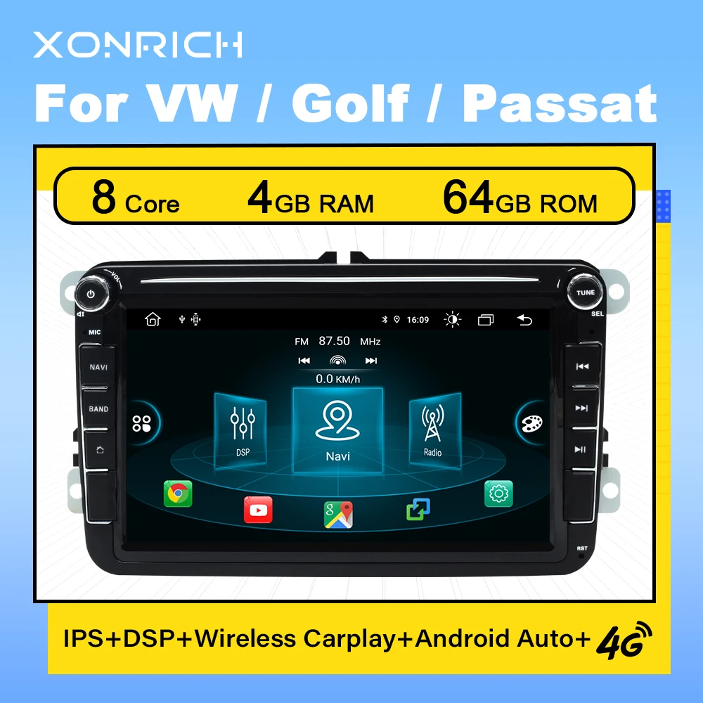 4GB +64GB Carplay Auto Radio Android 11 Car GPS Navigation For VW Passat B6 Touran Amarok Volkswagen Skoda Octavia2 golf 5  DSP