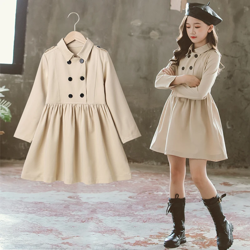

Girls Dress Windbreake Full Sleeve Casual Autumn Spring Wear Children Fashion Toddler Kids Baby Girls Dresses Clothes Child