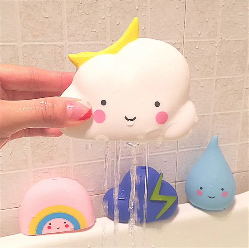 

Baby Bath Toys Bathroom Play Water Spraying Tool Cloud Raindrop Rainbow Lightning Shower Floating Toys