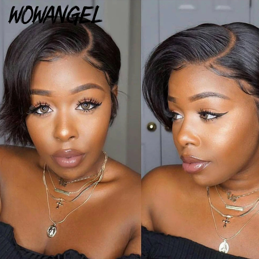 Короткий парик Боб с челкой парики из бразильских человеческих волос со