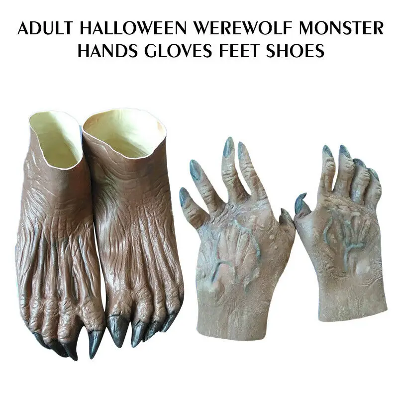 

Werewolf Ghost Hands Gloves/Feet Shoes Adult Halloween Fancy Costume Supplies YH-17