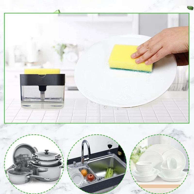 

SHGO HOT-2 Pieces Compact Sink Soap Dispenser with Sponge Holder Handy Soap