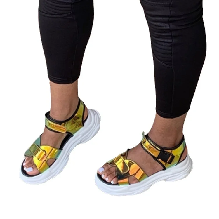 

Summer 2021 Women Platform Hook Loop Sandals Woman Sneaker Peep Toe Women's Shoes Female Hollow Out Ladies Casual Plus Size 43