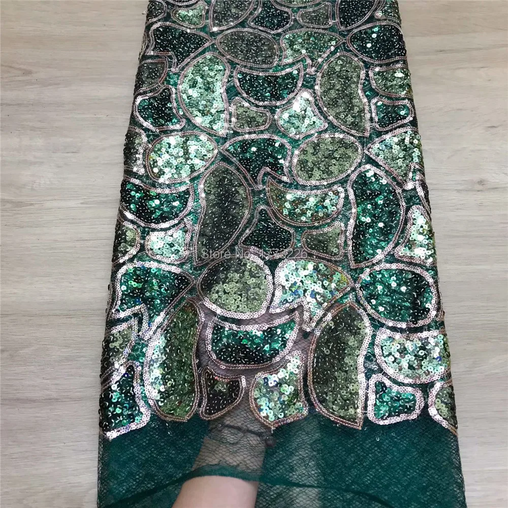 

Hot Sale African French Lace Fabric with Sequins High Quality African Tulle Lace Fabric Green 5yards Sequin Lace Fabric Dress JY