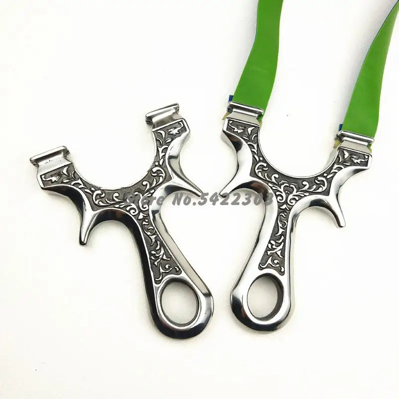 

New Stainless Titanium Steel Metal Slingshot Catapult Sling Shot Marble Outdoor Hunting Accessories with Powerful Rubber Band