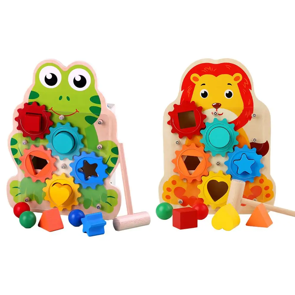 

Деревянная игрушка-сортировщик, пазлы, подходящие игры с экипировкой и узором в виде животных, Обучающие игрушки Монтессори для упражнений ...