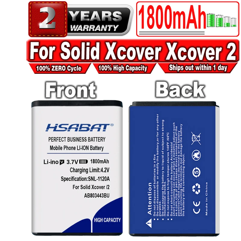 HSABAT 1800mAh AB803443BU Battery for SAMSUNG Solid Xcover 2 C3350 II GT-C3350 | Mobile Phone Batteries