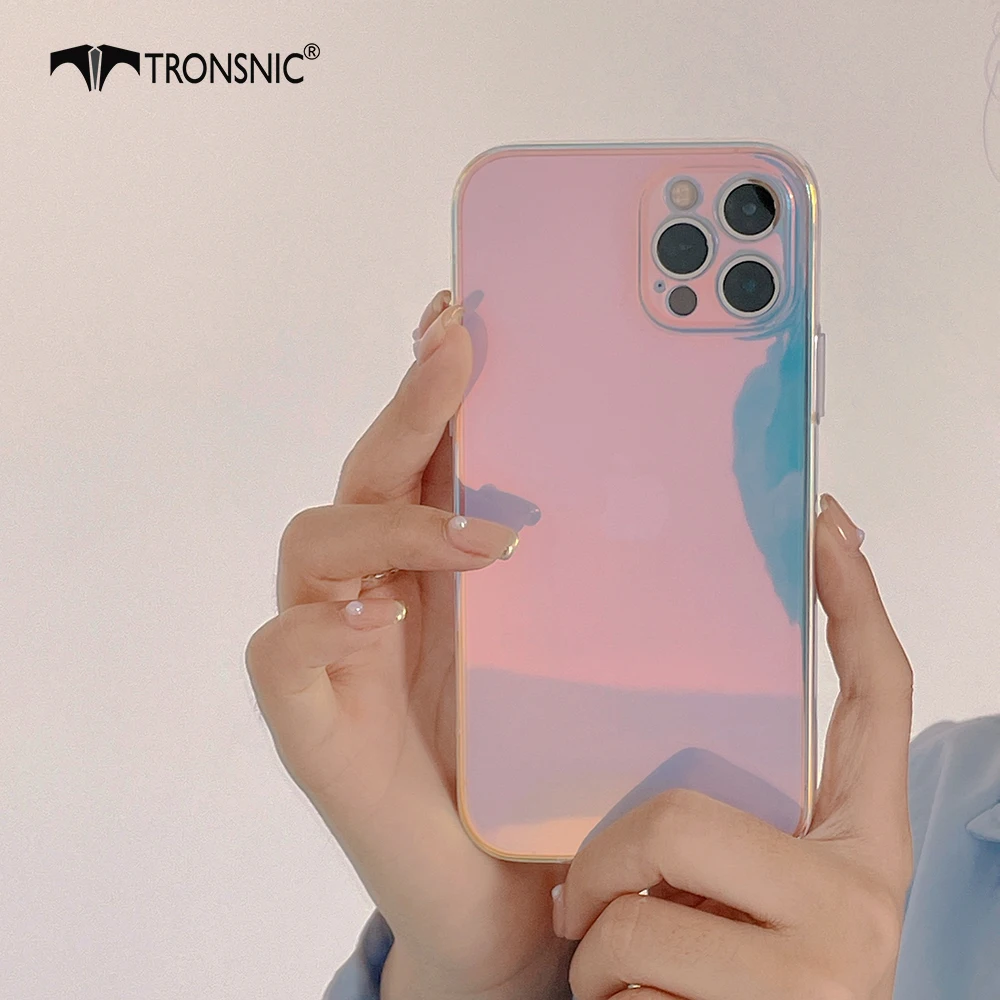 Laser Gradient Mirror Phone Case for iPhone 12 11 Pro Max XR XS MAX Soft Luxury Rainbow Clear Case for iPhone 7 8 Plus Cover Hot