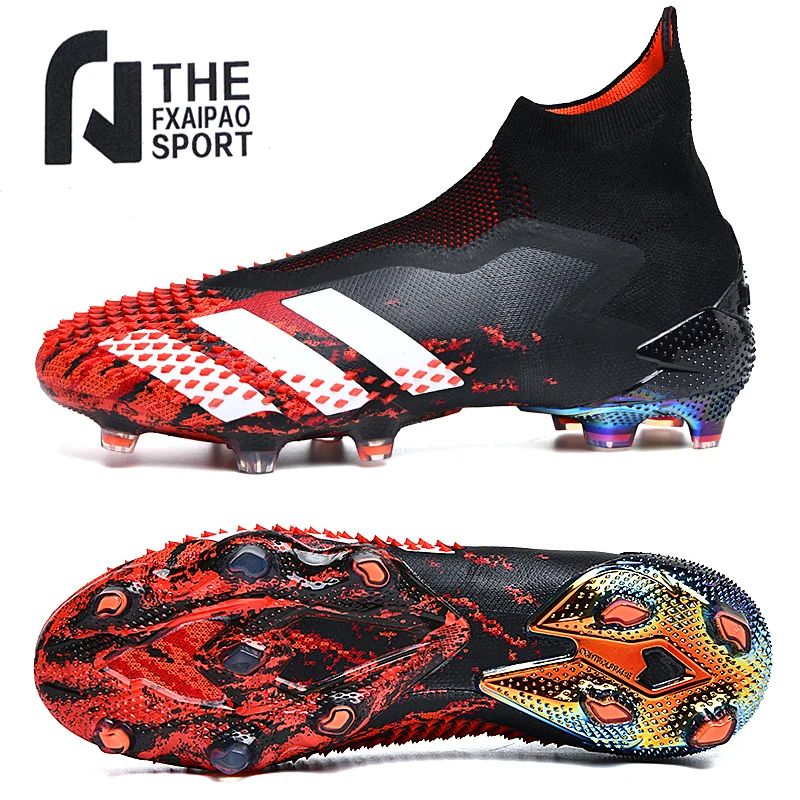 

Size 35-45 Men's Soccer Shoes High Ankle Cleats Teenager Breathable Sneakers Kids Grass Training FG / TF Antiskid Football Boots