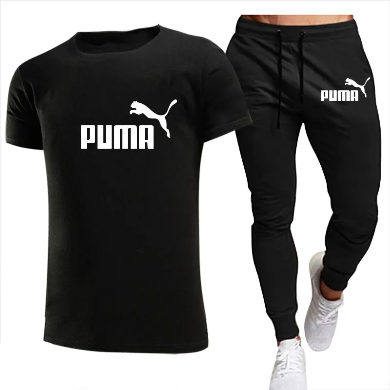 

2021 summer leisure brand men's suit track suit sportswear track suit men's sportswear short-sleeved T-shirt 2-piece set