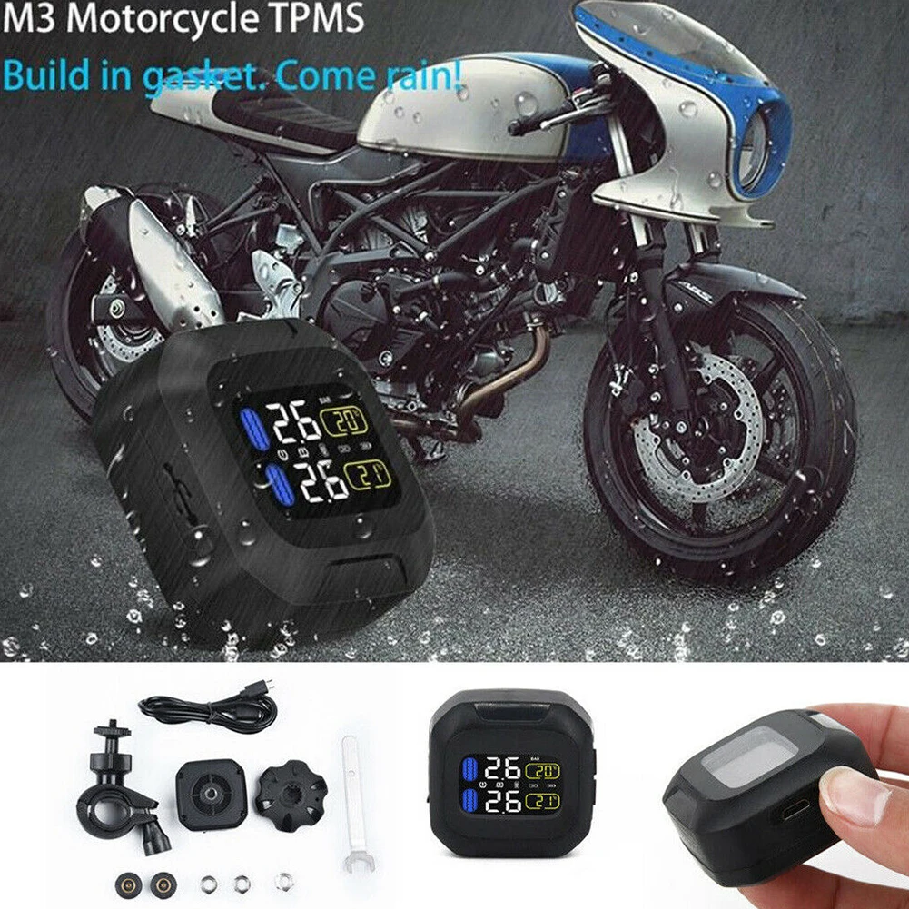 

Alarm Tire Pressure Monitor With Sensor External Real-time Bicycle Motorcycle Tool Universal Sensor Wireless Engine LCD Display