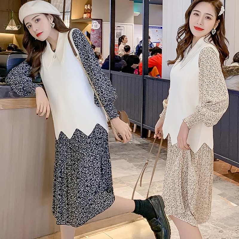 Женское платье с длинными рукавами фонариками для кормящих мам послеродового