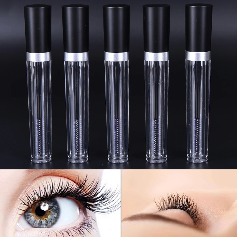 Пластиковая прозрачная пустая тушь для ресниц флакон/контейнер с черной крышкой