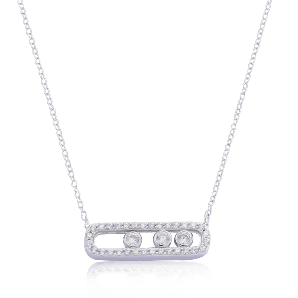 Женское длинное ожерелье из серебра 925 пробы с подвеской движущегося