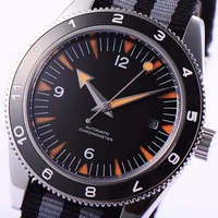 debert 41mm mens miyota automatic black sterile dial luminous sapphire glass male clock luxury mechanical wristwatch