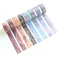 domikee new cute creative gold foil sky stars pattern decoration diy washi paper masking tape rolls set planner accessories 4pcs