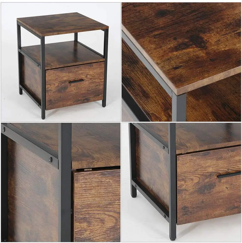 Промышленная тумбочка Tribesigns с выдвижным ящиком боковой столик для небольших