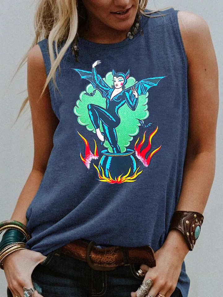 Забавные пожарная ведьма майка с рисунком Счастливого Хэллоуина футболка летние