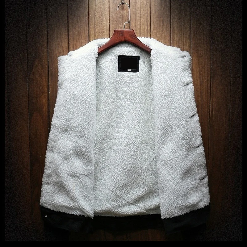 

Plush Long-sleeved Jeans Jacket Men's Winter Denim Cotton Jacket Lamb Wool Korean Fashion Style Thick Outware Coat For Young Men