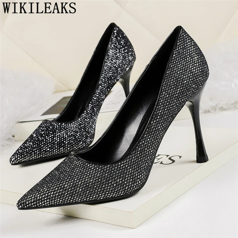 

Wedding Shoes Fashion Stiletto Heels Party Shoes For Women Glitter Extreme High Heels Sexy Designer Shoes Luxury Heels 2022 Buty