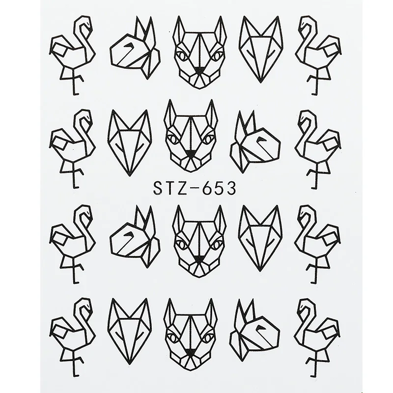 1 шт ногтей переводные наклейки воды полые татуировки геометрические Фламинго