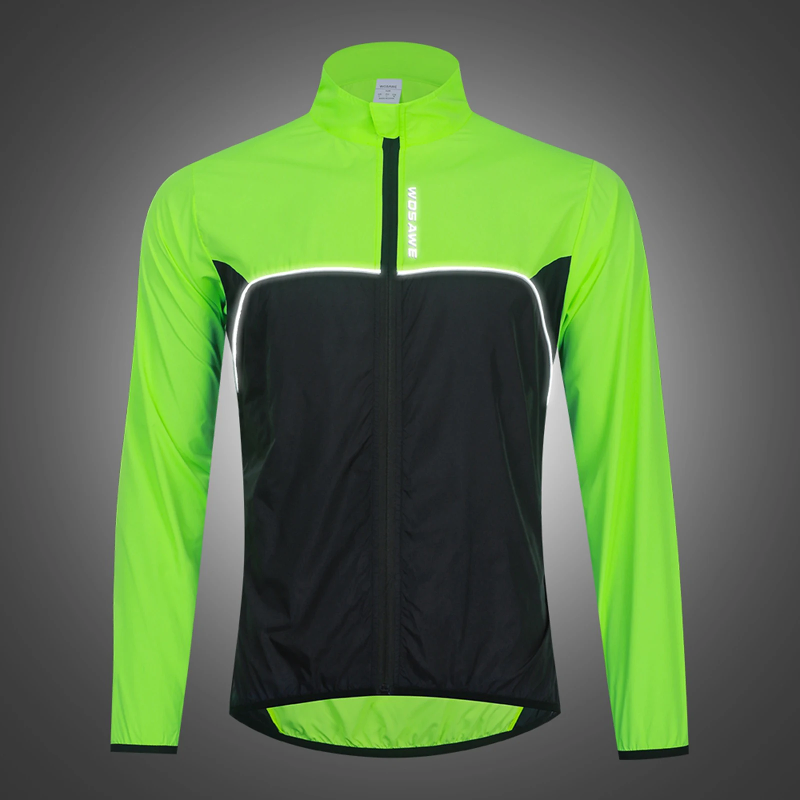

Men's Cycling Running Jacket Waterproof Windbreaker Lightweight Night Riding Visibility Reflective Strip Gym Training Coat