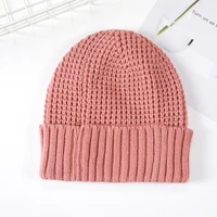 womens autumn and winter fashion warm knit hat harajuku street lovely style cuffed solid color wool hat