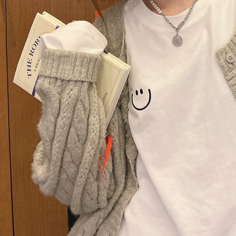 Весенняя женская футболка в стиле Харадзюку свободные топы с коротким рукавом и