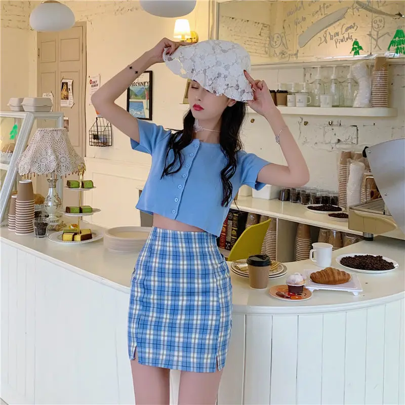 SW синее/зеленое/красное короткое платье в клетку для девочек женские юбки с