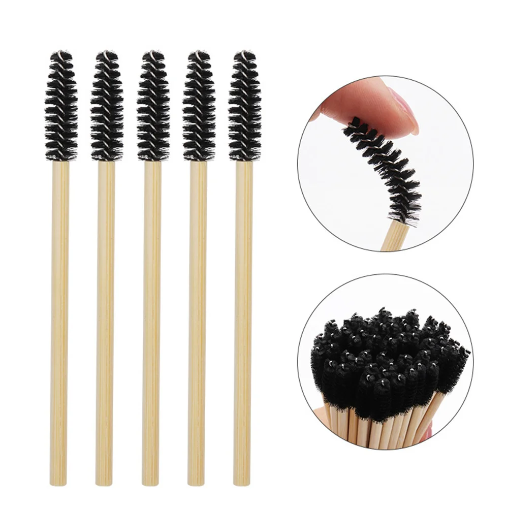 50pcs Professional Bamboo Handle Disposable Eyelash Brushes Eyebrow Extension Mascara Wands Applicator Women Female Makeup Tools