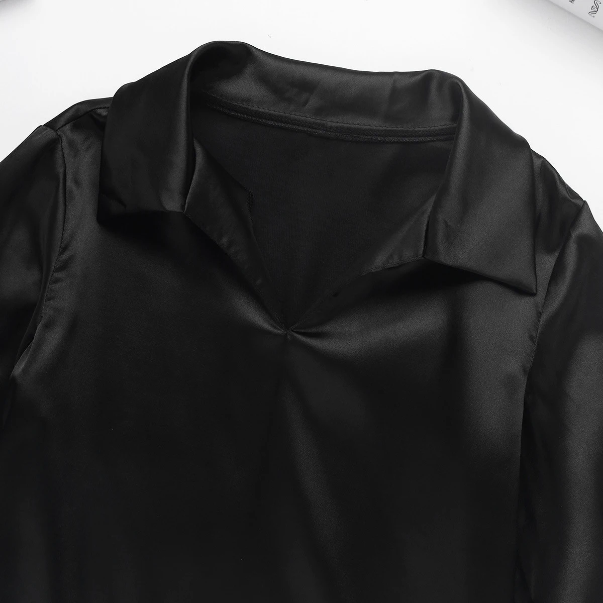 Атласная танцевальная рубашка для мальчиков с длинным рукавом и