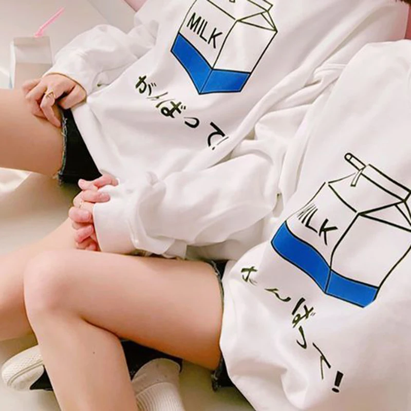 

Милые свободные повседневные топы в японском стиле Харадзюку в стиле ретро, женские зимние теплые толстовки оверсайз с забавным мультяшным...