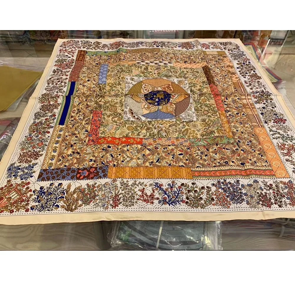 

Classic Flora Pattern 100% Twill Silk Scarf Shawl Fashion Head Scarves for Hair Wrapping