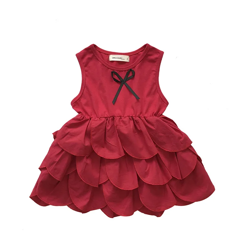 2019 New Fashion Baby Girl's Dress Princess Petal Red Color Birthday Party Clothes Sweet Clothing | Детская одежда и обувь