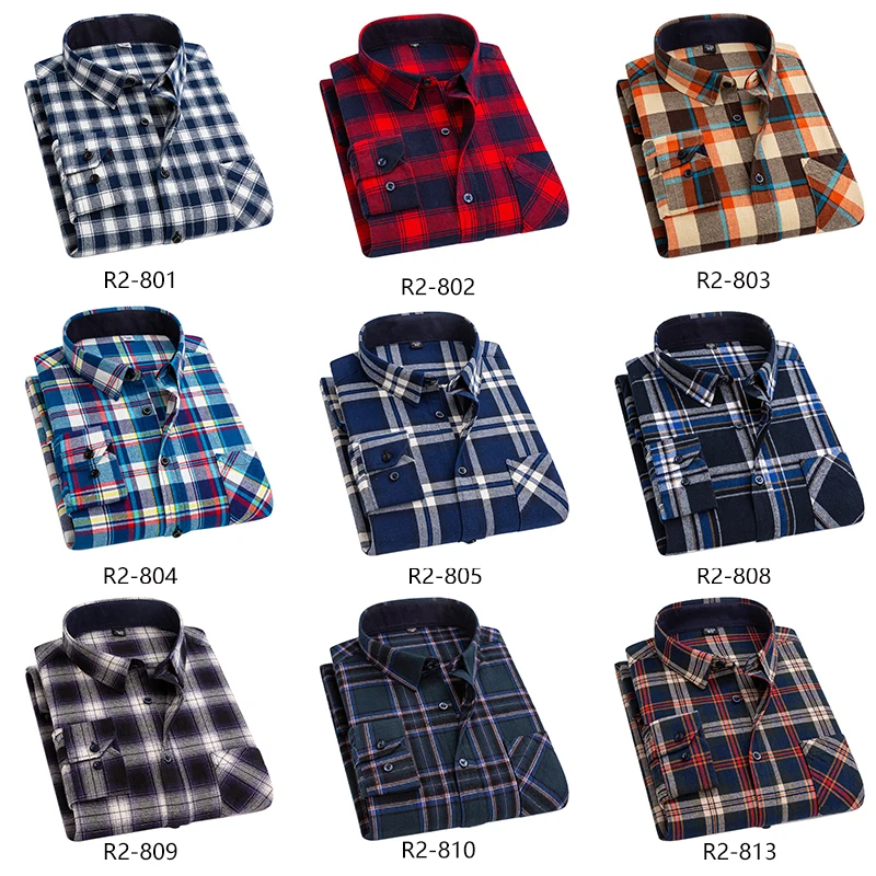 Aoliwen brand men Oversized 100% Cotton Flannel Long Sleeve Shirts For Men Casual Clothing Button up Black Shirts camisa hombre