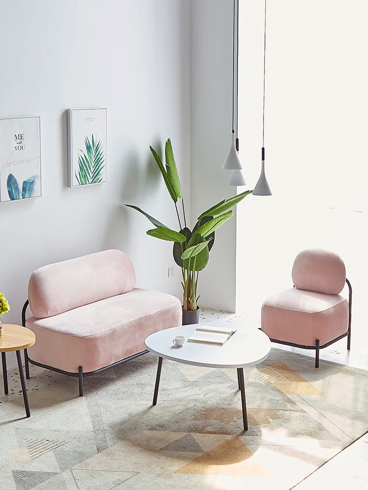 

Nordic fabric small apartment living room combination bedroom net red modern minimalist apartment sofa double deck