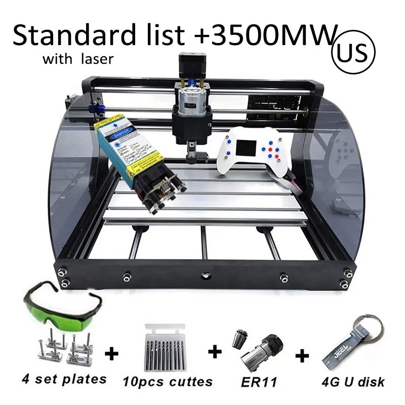 15 Вт CNC3018 Pro Max гравировальный станок с автономным управлением ER11 500 МВт 2500 мвт 5500 МВт головка Фрезерный станок по дереву PCB фрезерный станок резьба
