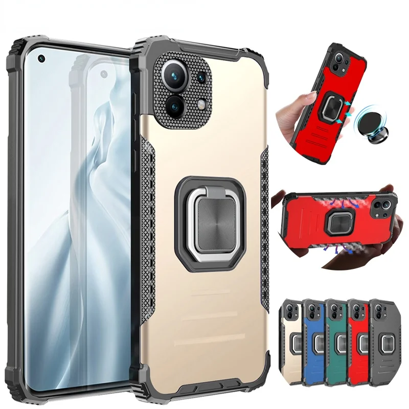 

Shockproof Armor Protective Case For Xiaomi10TPro 10TLite 11 11i 11X Magnetic Anti-Drop Bracket Ring Phone Case For POCOX3nfc M3