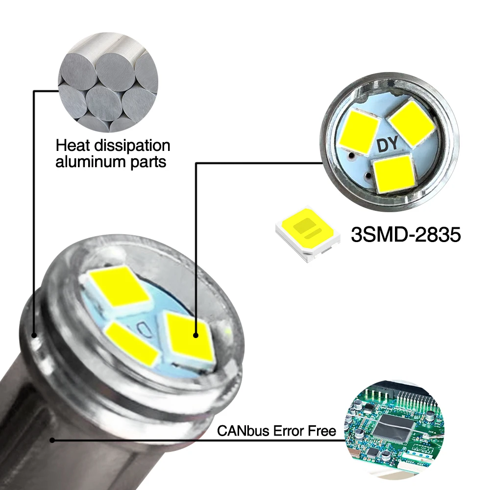 Светодиодсветодиодный лампы BA9S 12 В T4W SMD светодиодсветодиодный Автомобильные