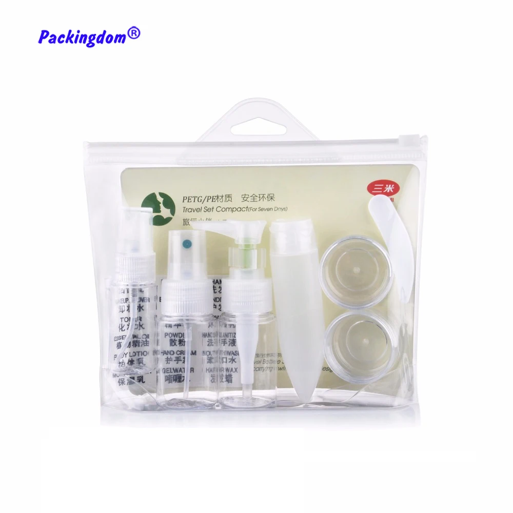 Дорожная бутылка Косметическая упаковка Наборы 7 в 1 Набор пусто ПЭТ шампунь