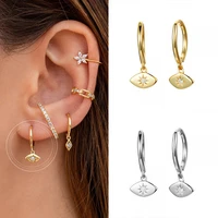 925 sterling silver ear buckle devils eye sun flower ladies hoop earrings pendant fashion jewelry earrings exquisite jewelry