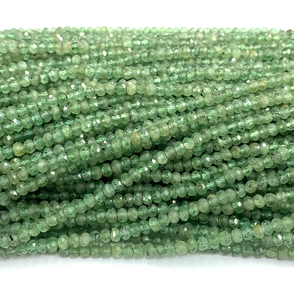 Veemake-Cuentas pequeñas facetadas de cianita verde para la fabricación de joyas, piedras preciosas de cristal Natural, collar, pulsera, pendientes