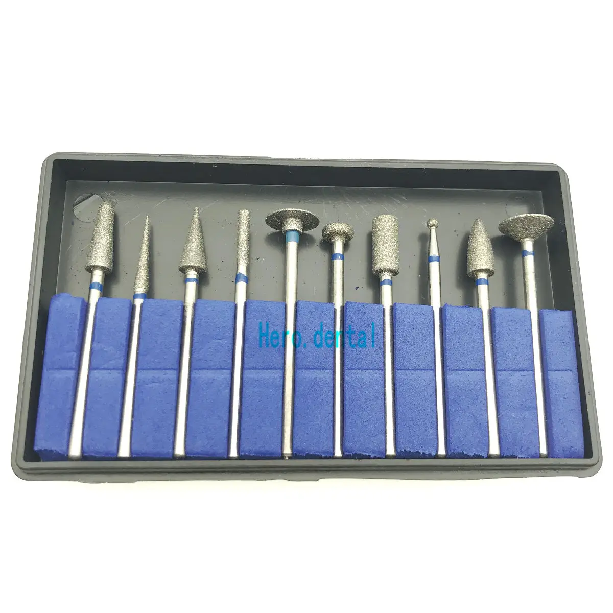 New 10Pcs Dental Diamond Point Polisher HP Shank Rotary Bur Set Lab 2.35mm