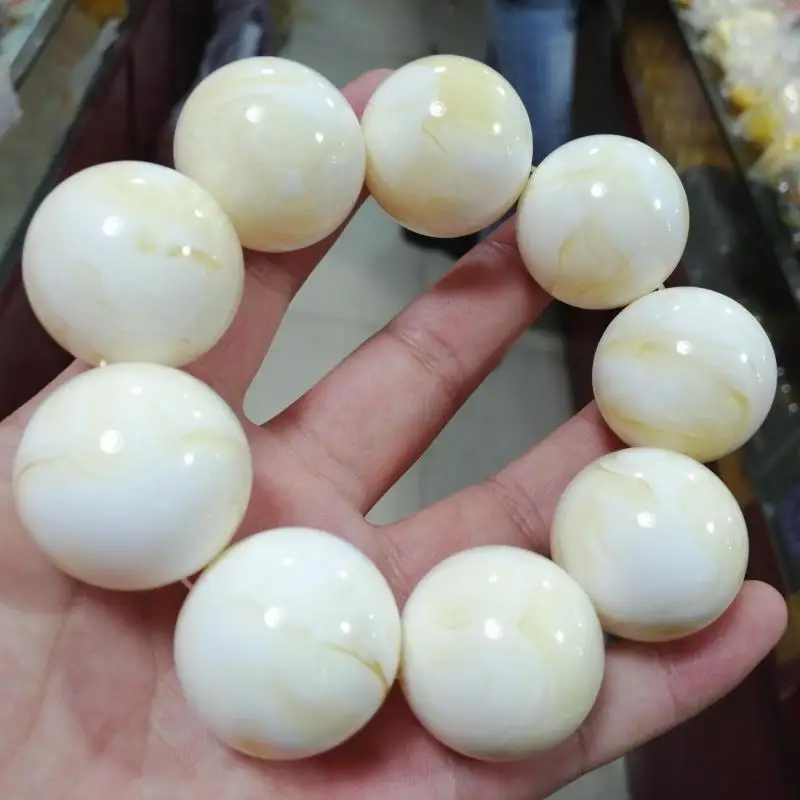 

Мужской браслет с бусинами из балтийского янтаря, 30 мм