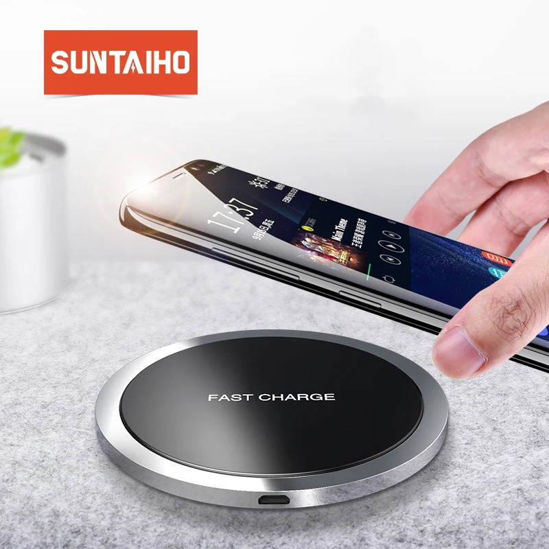 Беспроводное зарядное устройство Suntaiho Qi для iPhone Xs Max X 8 10 Вт быстрая Беспроводная